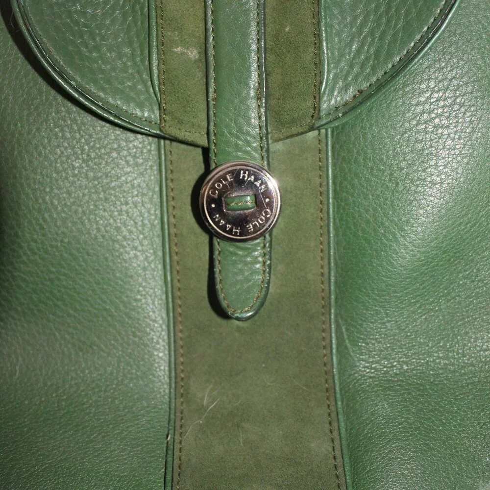 Vintage Cole Haan Green Leather Handbag Villager H04 Beautiful - Picture 2 of 9